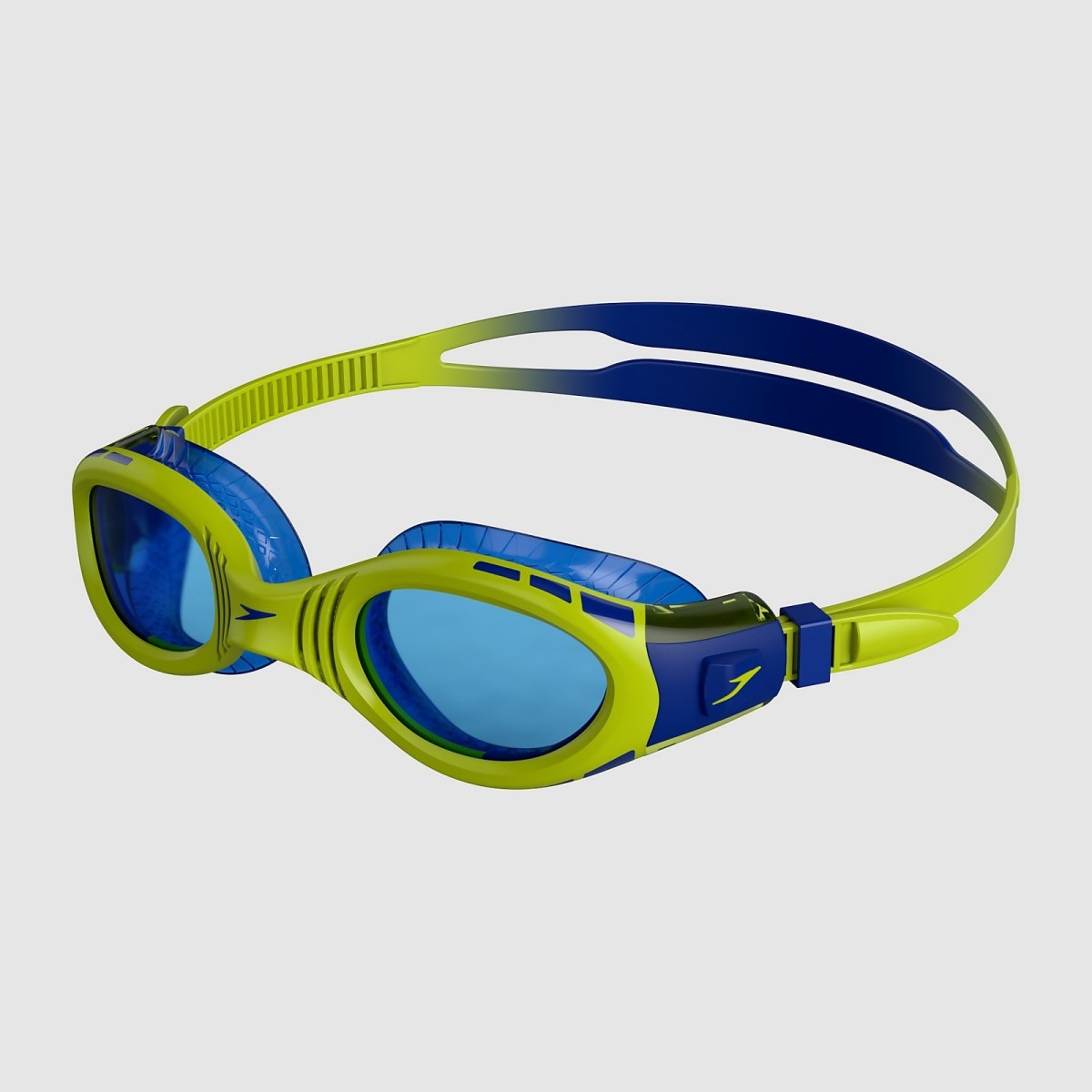 SPEEDO FUTURA BIOFUSE FLEXISEAL JUNIOR SWIMMING GOGGLES CLEAR/BLUE ANTIFOG NEW 