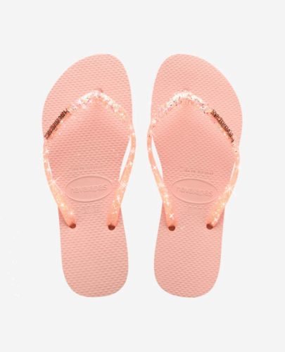 Havaianas Slim Glitter Flourish sandals are delicate and pretty