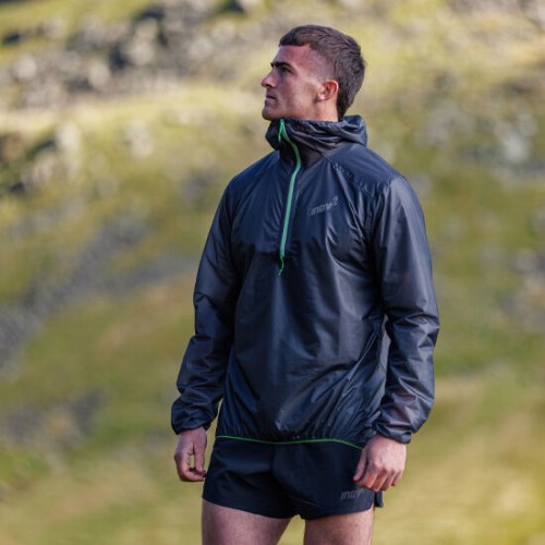 inov 8 Raceshell Half Zip Jacket Black Ultra light waterproof jacket designed for runners wanting to race as light and fast as possible. Weighing only