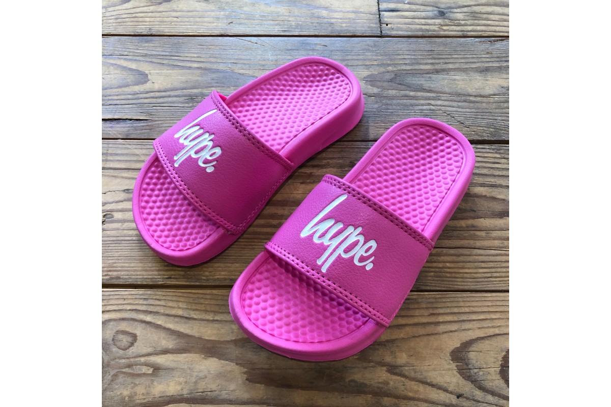 Hype Aurora Sliders Pink & White Kids Adults JNR 