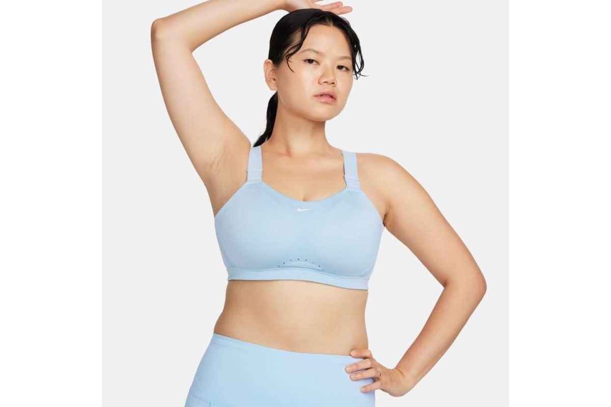 Nike Alpha High-Support Padded Adjustable Sports Bra Black This bra gives  you our highest level of support with a compressive feel and minimal bounce  for a secure fit. Engineered foam pads provide