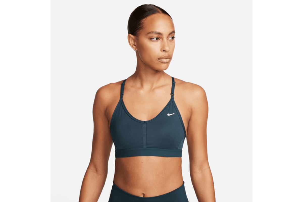 Nike Indy Light-Support Padded V-Neck Sports Bra The Nike Dri-FIT Indy  Sports Bra makes simple support even easier with straps that adjust in the  front. Soft fabric is designed for breathability on