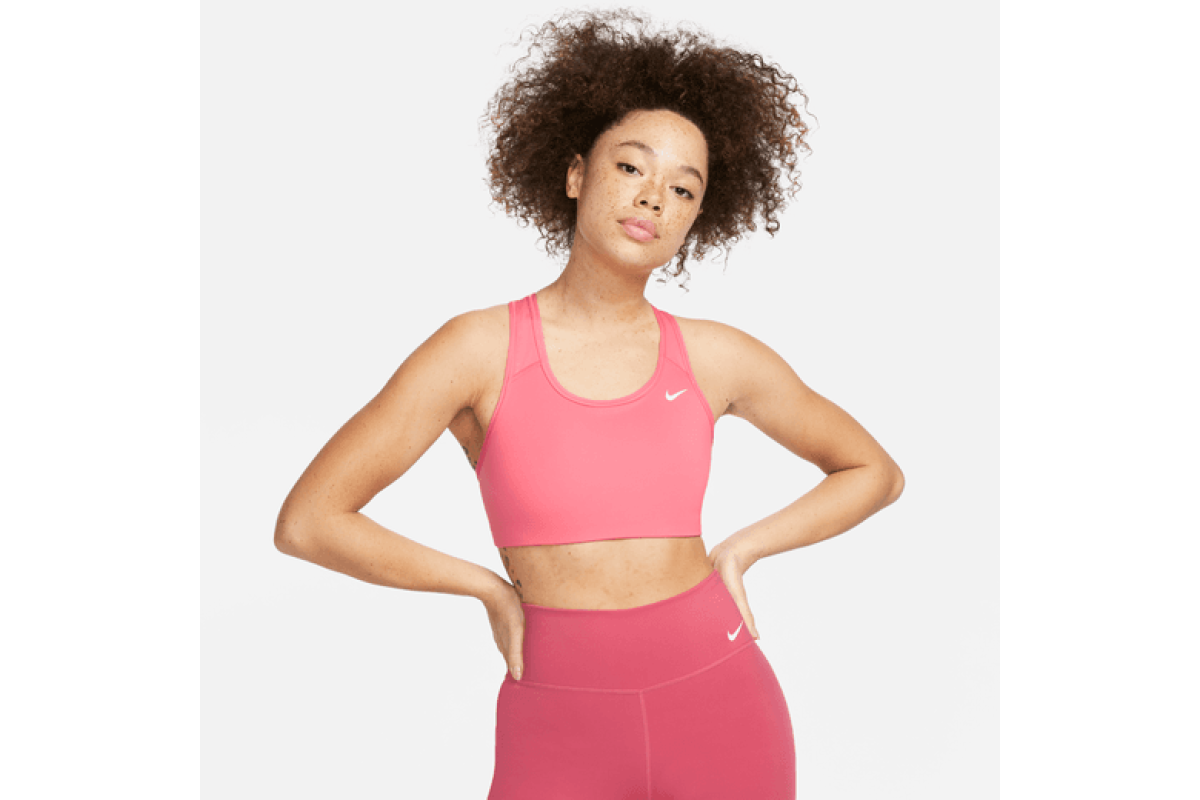 Nike Dri-FIT Swoosh Non-Padded Sports Bra Sea Coral / White With