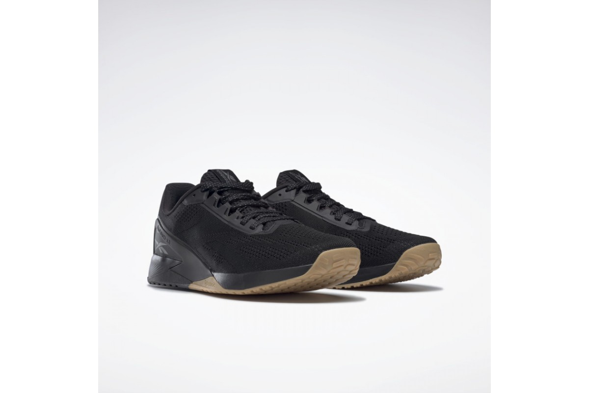 Reebok Nano X1 Shoes Black Night Black Rubber Gum Climb jump and throw the barbell around in shoes made for the way you work out. Perfected by elite athletes Reebok