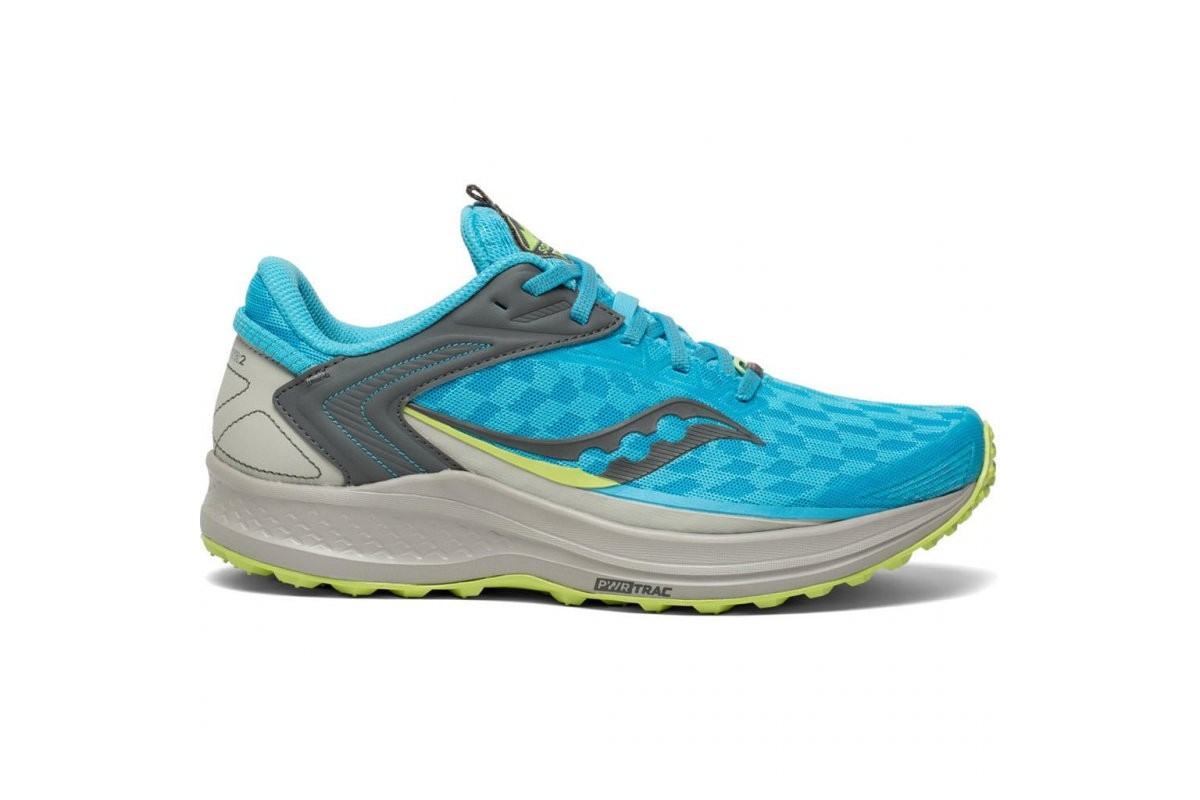 Saucony Canyon TR2 Blaze Blue / Lime Road to rugged. For trails, roads, and  everything in between, the Canyon TR2 is the perfect crossover. With  springy PWRRUN cushioning and low-profile trail features