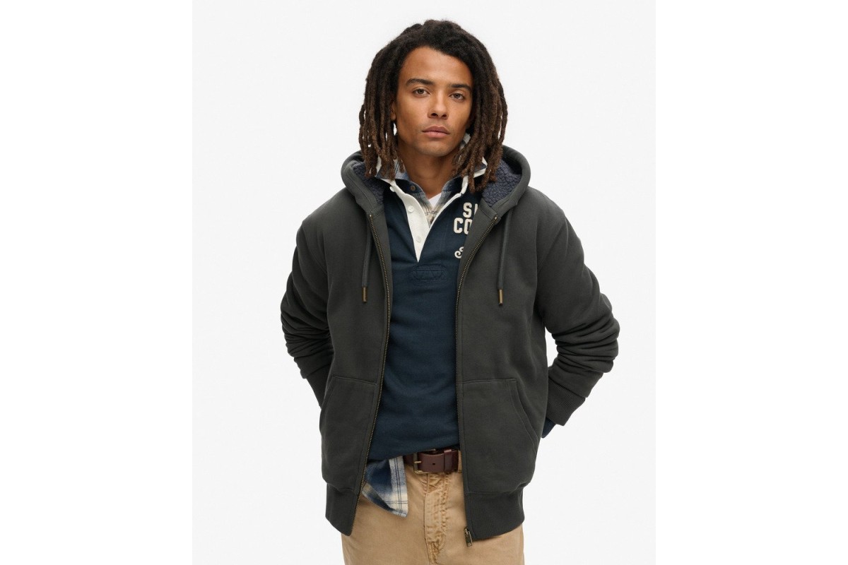 Superdry black zip hoodie deals