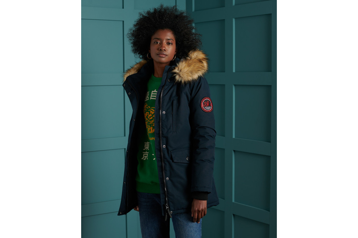 SuperDry Everest Parka Coat Navy Blue 