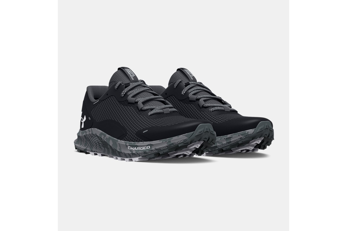 Under Armour Charged Bandit Trail 2 Black / Grey Specially built for trail  running, with crazy cushioning, traction that grips even muddy terrain, and  the extra protection trail runners need to keep