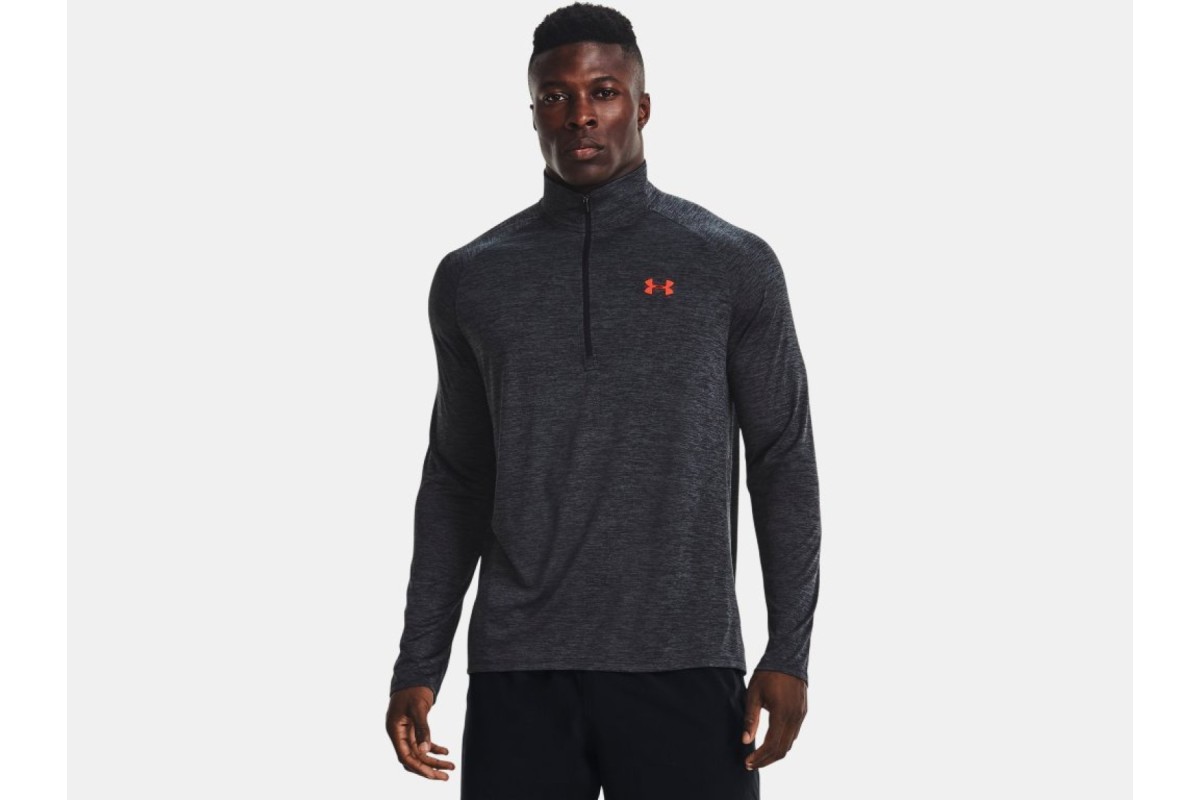 Under armour on sale black half zip