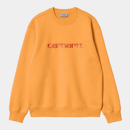 Carhartt WIP Embroidered Crew Sweatshirt Pale Orange / Elba