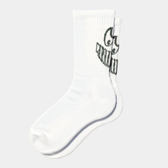 Carhartt WIP Grin Socks White / Hemlock Green