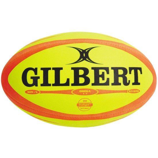 Gilbert Omega Fluoro Rugby Match Ball Yellow / Orange