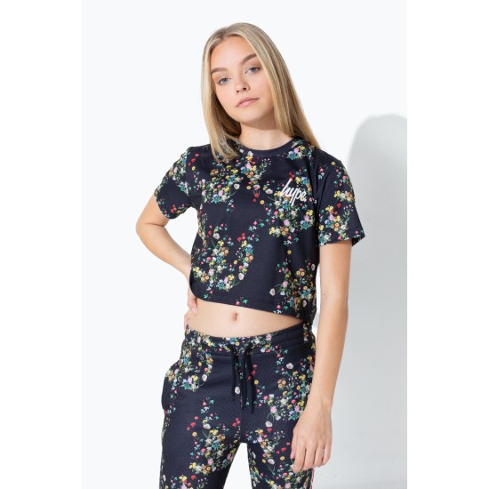 Hype Ditsy Floral Girls Crop T-Shirt