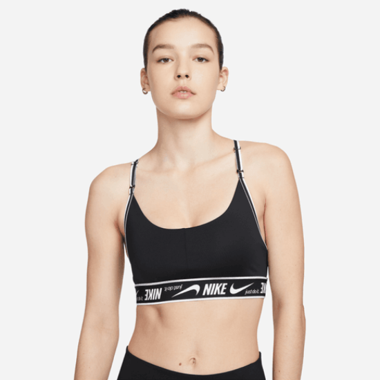 Nike Indy Light-Support Padded Logo Sports Bra Black / White