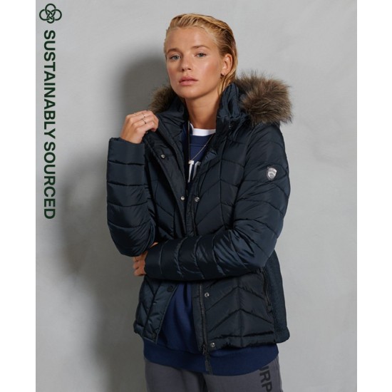 Superdry Luxe Fuji Padded Womens Jacket Eclipse navy