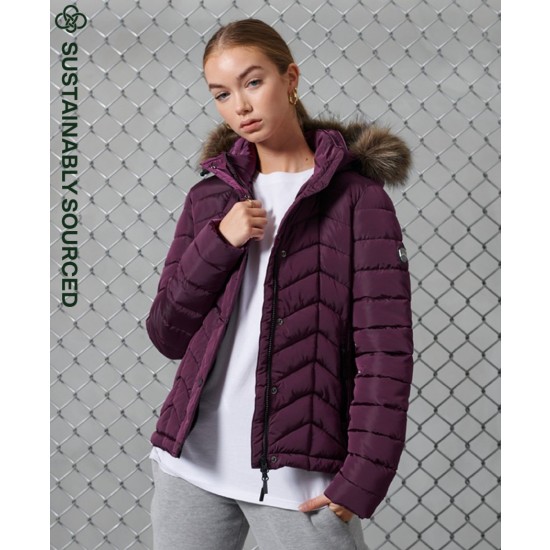 Superdry Luxe Fuji Padded Womens Jacket Polent Purple