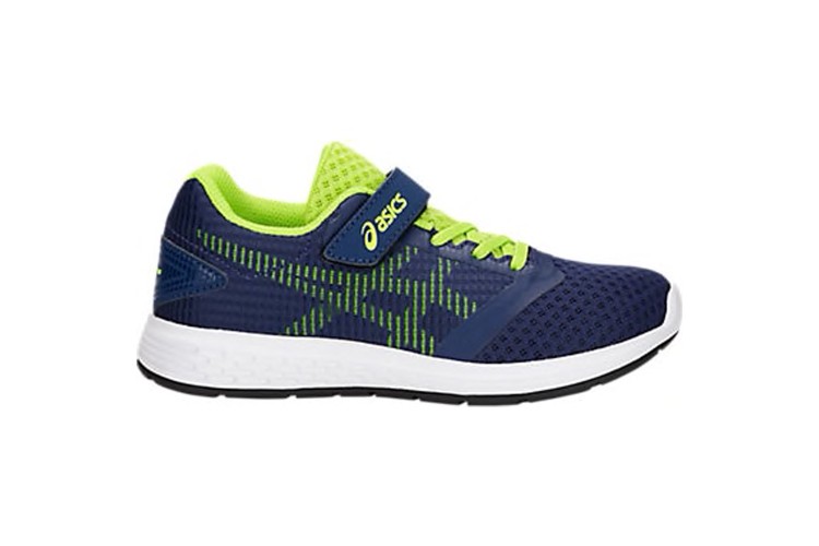 Asics Patriot 10 PS Kids Running Shoes Deep Ocean Flash Yellow