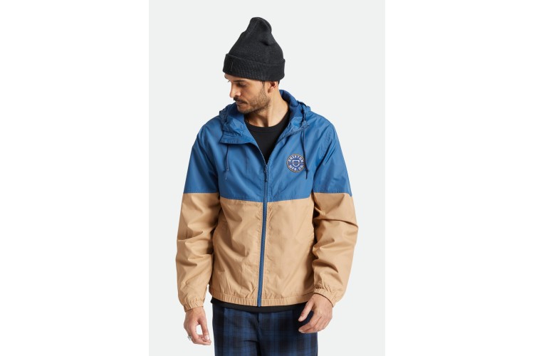 Brixton Claxton Crest Zip Hooded Jacket Joe Blue