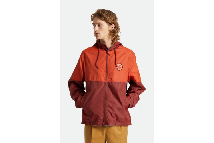 Brixton Claxton Crest Zip Hooded Jacket Orange