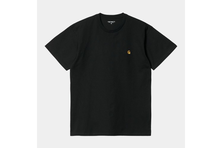 Carhartt WIP Chase Logo Embroidered T-Shirt Black / Gold
