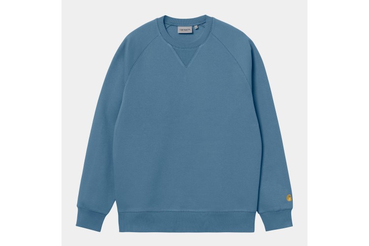 Carhartt WIP Chase Logo Sweatshirt Icy Water / Gold