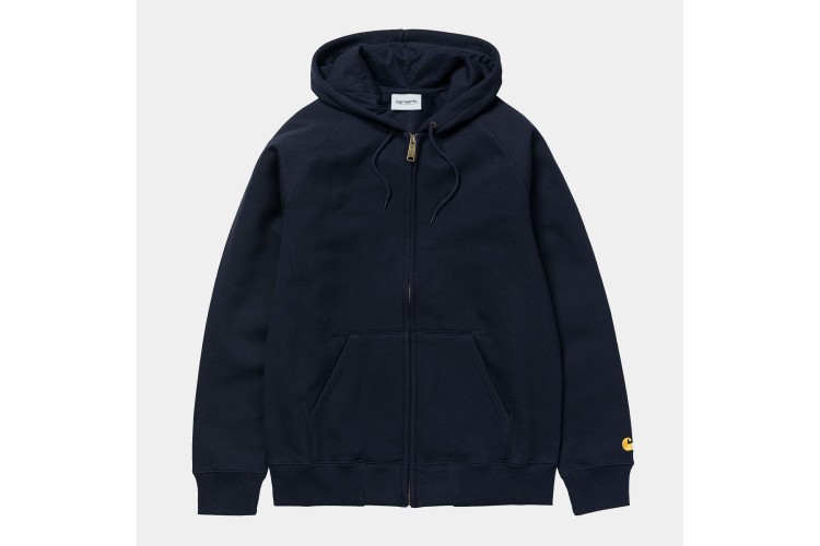 Carhartt WIP Chase Logo Zipped Hooded Sweatshirt Navy