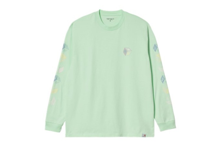 Carhartt WIP Cube Long Sleeved T-Shirt Pale Spearmint