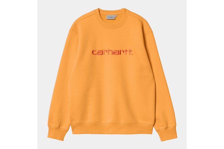 Carhartt WIP Embroidered Crew Sweatshirt Pale Orange / Elba