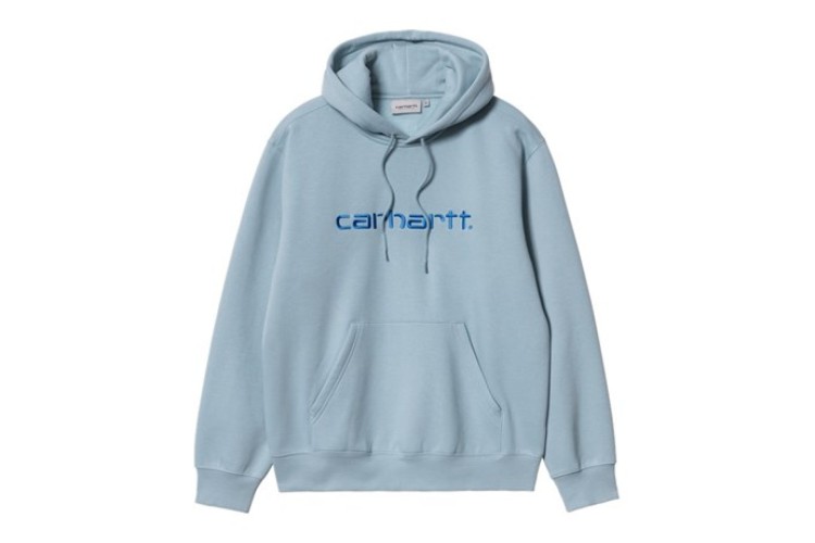 Carhartt WIP Embroidered Hooded Sweatshirt Frosted Blue / Gulf