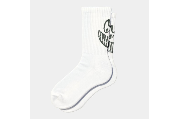 Carhartt WIP Grin Socks White / Hemlock Green