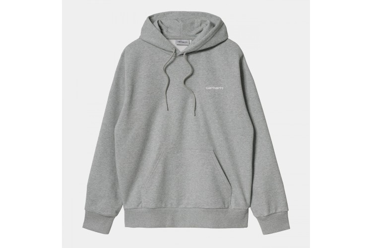 Carhartt WIP Hooded Script Embroidery Sweatshirt Grey Heather / White