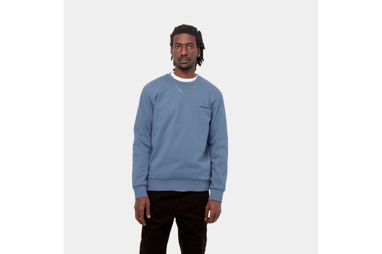 Carhartt WIP Script Embroidery Crew Sweat Icesheet Blue