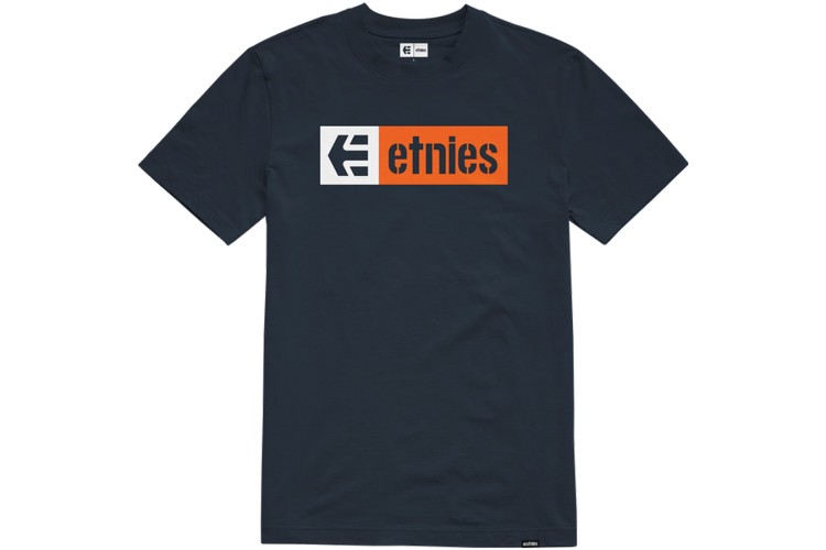 Etnies New Box Logo T-Shirt Navy / Orange