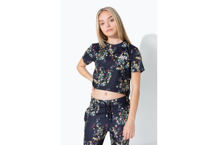 Hype Ditsy Floral Girls Crop T-Shirt