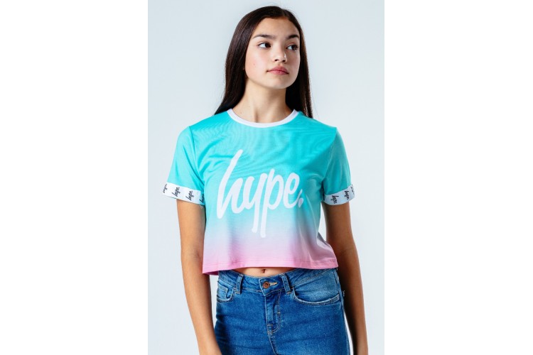 Hype Drumstick Fade Script Kids Crop T-Shirt
