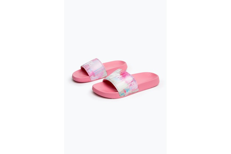 Hype Kids Sliders Pink Spray Drips