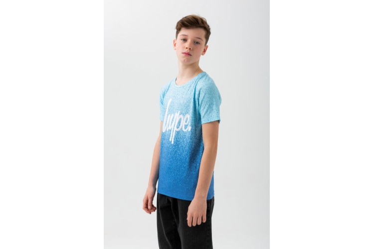 Hype Speckle Fade Script Kids T-Shirt Blue