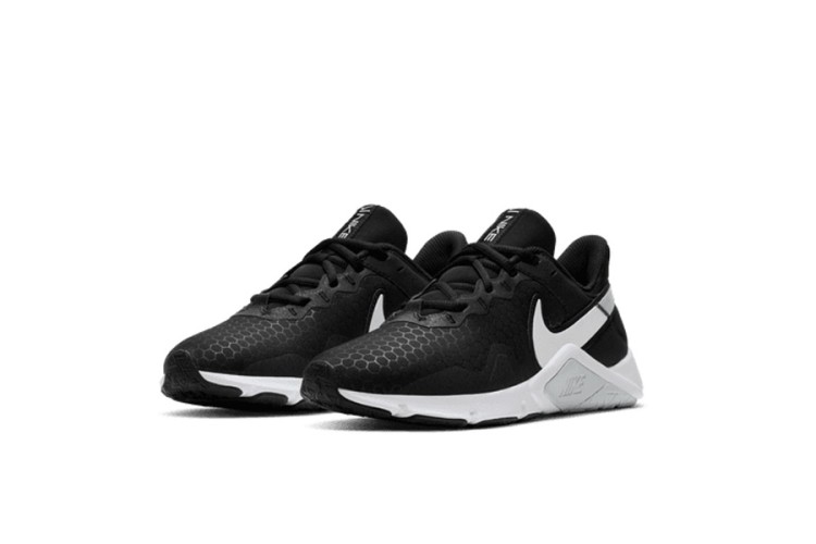 Nike Legend Essential 2 Black White Pure Platinum The Nike Legend Essential 2 comes equipped with a flat stable heel flexibility under the toes and side to side support. With tons of
