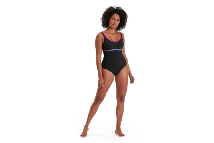 Speedo Contourluxe Solid Shaping Swimsuit Black