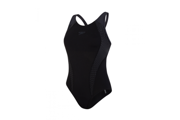 Speedo Placement Laneback Swimsuit Black