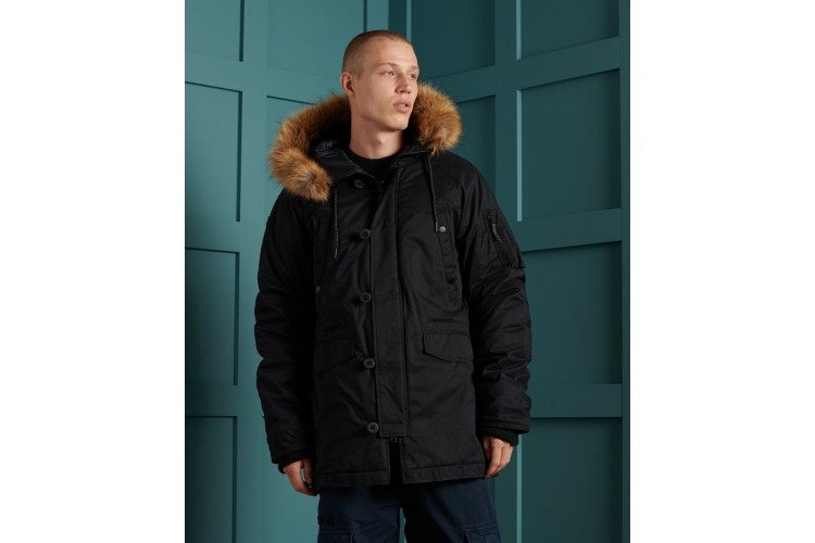 SuperDry SDX Parka Coat Black 