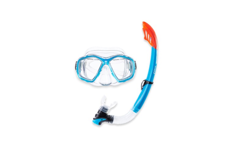 Two Bare Feet PVC Mask & Snorkel 2pc Set (Aqua)