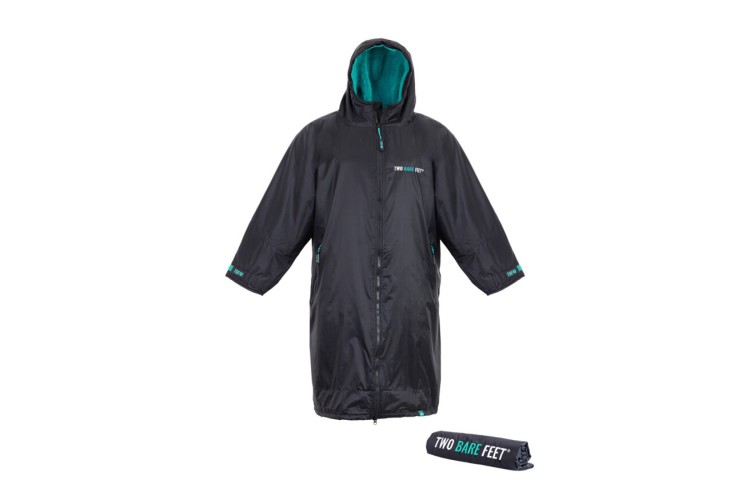 Two Bare Feet Weatherproof Changing Robe with Mat Black / Teal