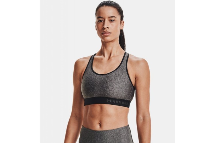 Under Armour Mid Heathered Sports Bra Grey