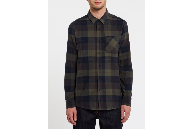 Volcom Caden Plaid Shirt Army Green Combo